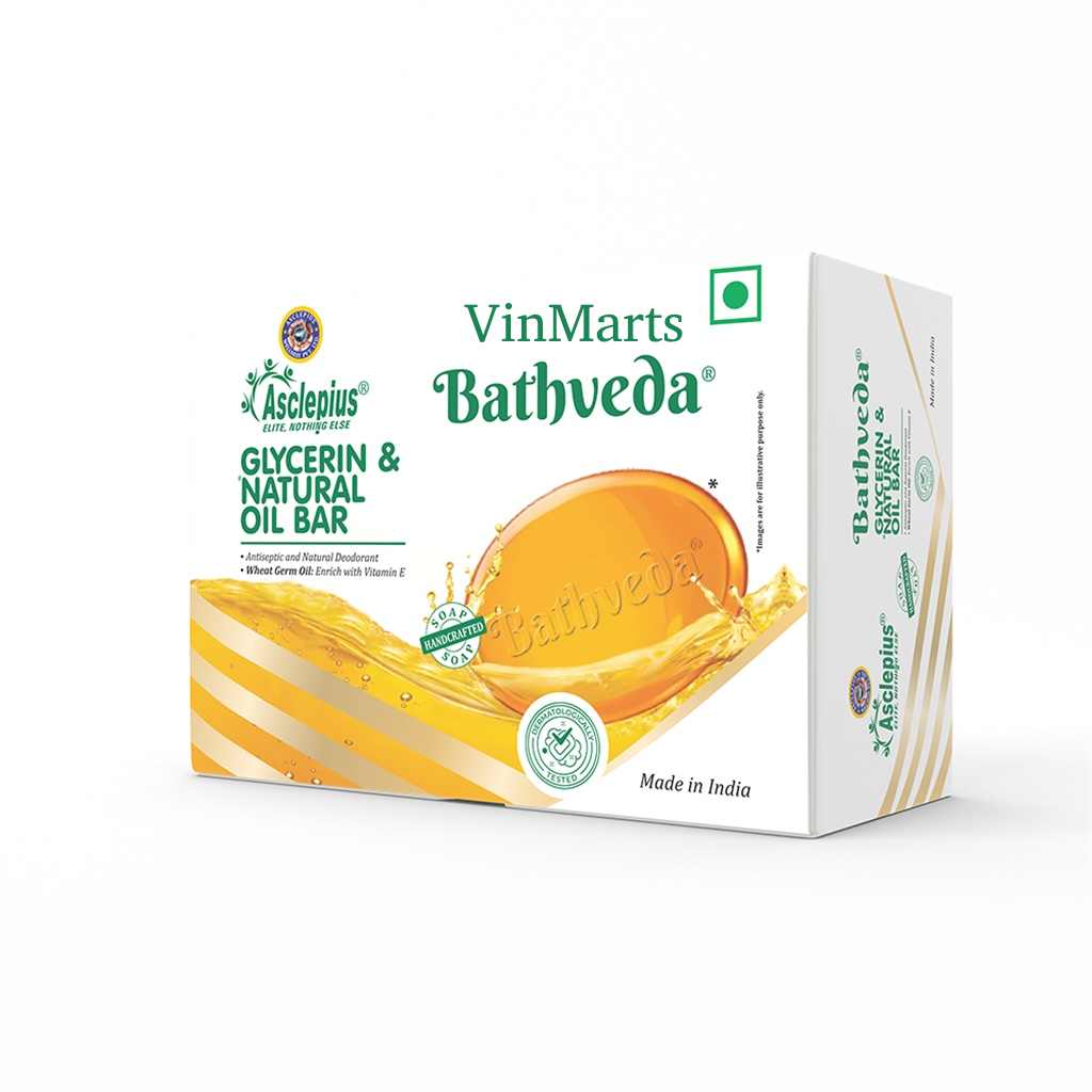 BATHVEDA GLYCERIN NATURAL OIL BAR ( pack of 3) - 3x125g