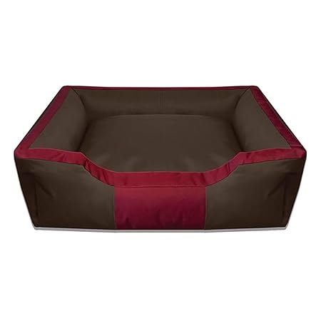 UNIQUE PET COLLECTION Super Soft Reversible Bed for Indoor Cats, Dog Bed for Puppy and Kitty Round Bed, Sofa, Basket for a Dog & Cat (Brown with Red, XL)