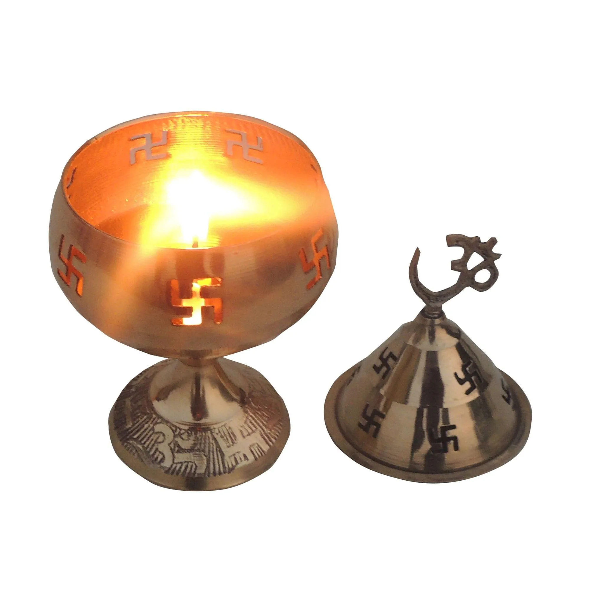 Brass Table Decor Oil Lamp Om Pakija Deepak
