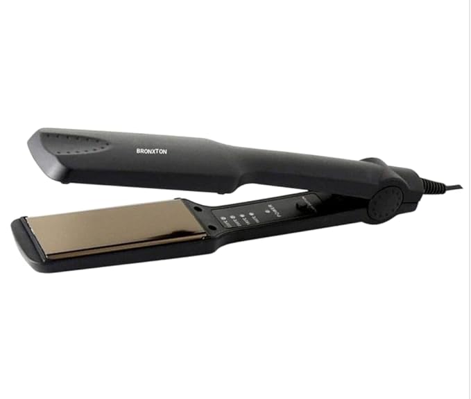 BRONXTON KM329 Professional Ceramic Plates Fast Heat up Hair Straightener, Straightens & Curls, Suitable for all Hair Types; Worldwide voltage compatible (Black)