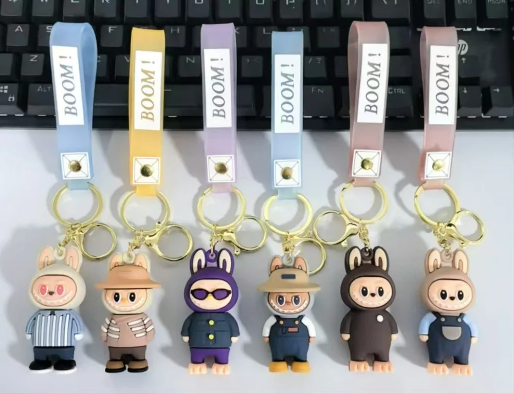  Labubu & Labubu Doll Keychain Set Cartoon Character Keyrings for Bags Gifts Key Chain 1pcs