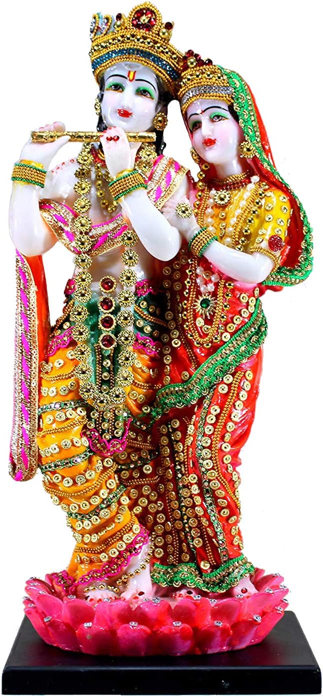 Generic Radha Krishna Idol Decorative Showpiece Multicolour Polyresin