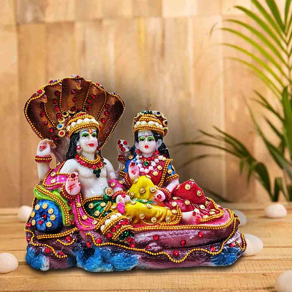Lord Vishnu and Lakshmi Idol Antique Finish Decorative Showpiece for Puja Home Decor Gift Item