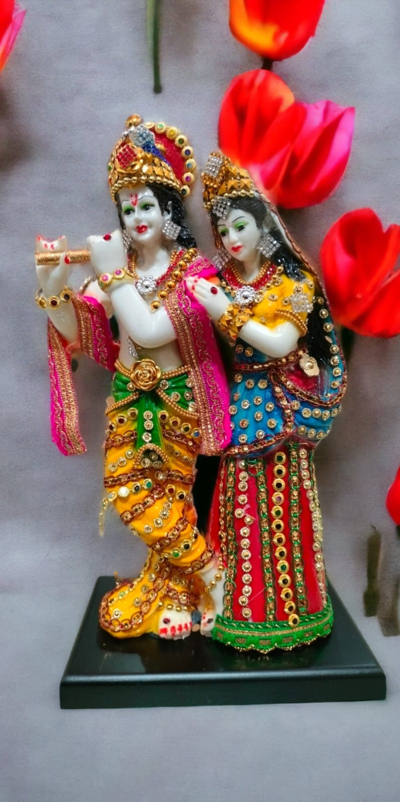 Crafted Radha Krishna Idol Statue Figurine Sculpture Showpiece for Home Decor Puja Gift Items