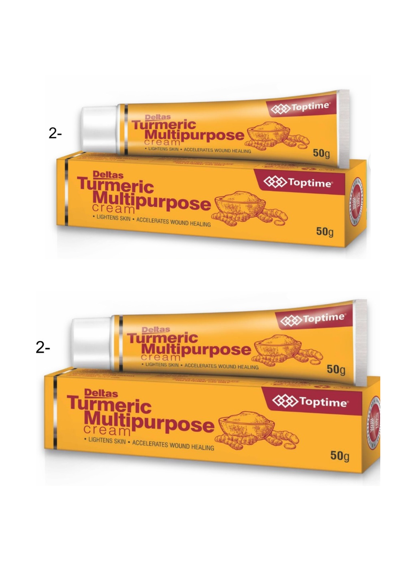 Deltas Toptime Turmeric Multipurpose Cream Lightens Skin Accelerates Wound Healing 50g
