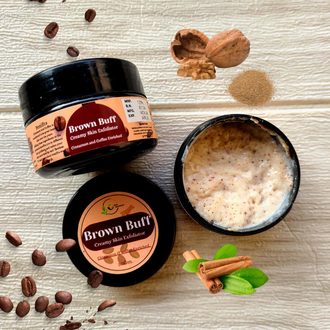 Brown Buff Creamy Skin Exfoliator, Cinnamon & Coffee Enriched
