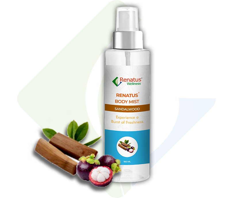 Renatus Body Mist Sandalwood - All-Natural, Refreshing Body Spray with Sandalwood Scent for Women & Men, 100ml