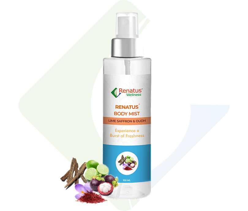 Renatus Wellness Body Mist Lime Saffron & Oudh - Experience a Burst of Freshness, 100 ML