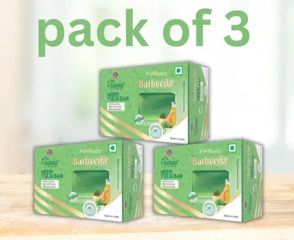 Bathveda Neem Tulsi Bar - Pack of 3 (VinMarts)
