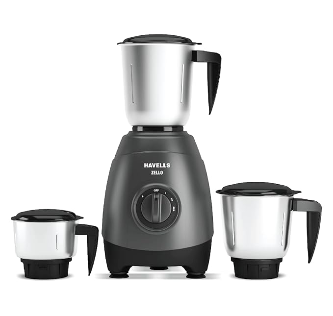 Havells Zello 3 Jar Mixer Grinder 750W Powerful Heavy-Duty Motor with Air Channelization System