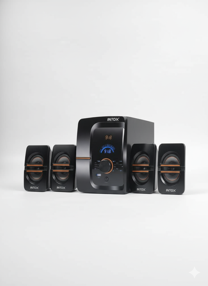 INTOX Sound Blaster X 5.1 Channel Multimedia Speaker System with Echo Mic, FM Radio, Aux-in, and Wireless Connectivity