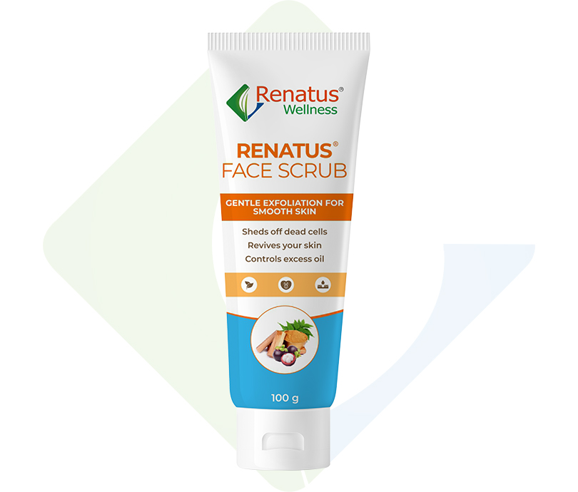 Renatus Wellness Face Scrub Gentle Exfoliation For Smooth Skin. Sheds off dead cells. Revives your skin. Controls excess oil