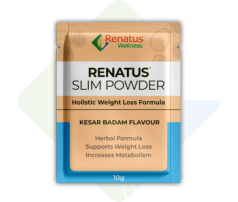 Renatus Wellness Slim Powder Holistic Weight Loss Formula Kesar Badam Flavour 10G Weight Loss Supplement