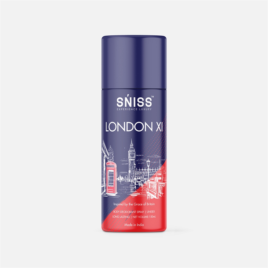 SNISS London XI Body Deodorant Spray | Unisex | Long Lasting | Inspired by the Grace of Britain | Net Volume 150ml