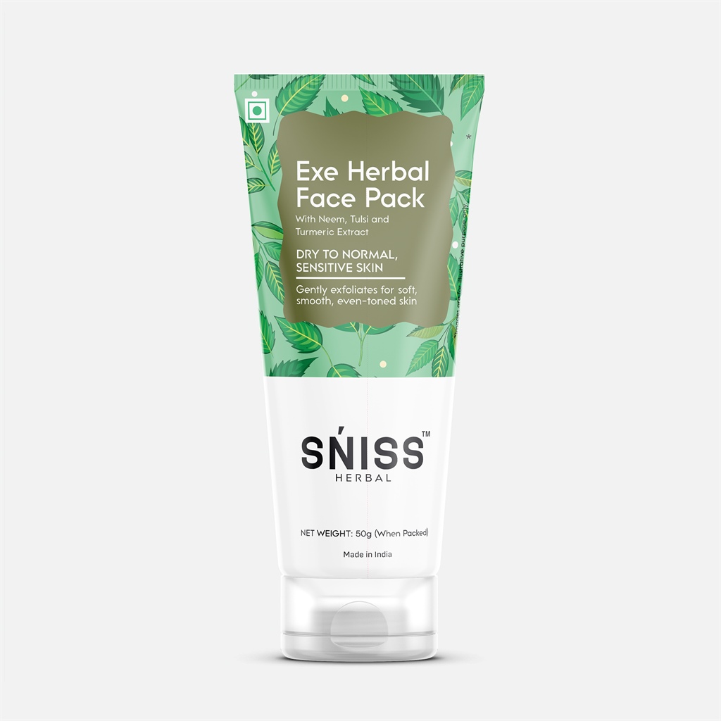 Sniss Herbal Exe Herbal Face Pack with Neem, Tulsi and Turmeric Extract for Dry to Normal, Sensitive Skin - 50g