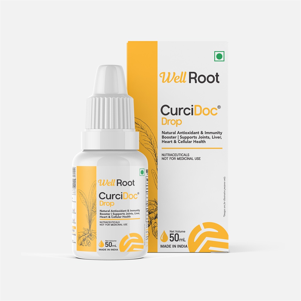 Well Root CurciDoc Drop Natural Antioxidant & Immunity Booster Supports Joints, Liver, Heart & Cellular Health - 50ml