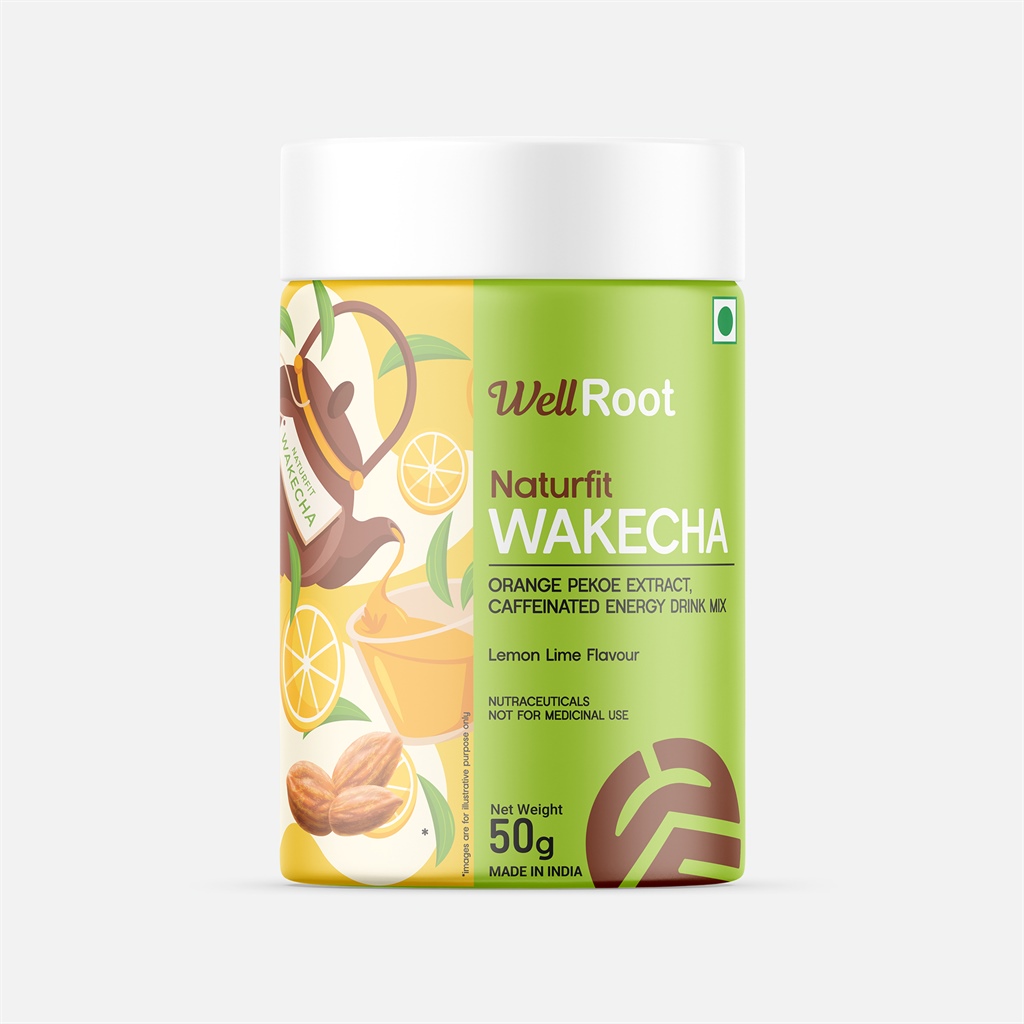 Well Root Naturfit Wakecha Orange Pekoe Extract, Caffeinated Energy Drink Mix, Lemon Lime Flavour