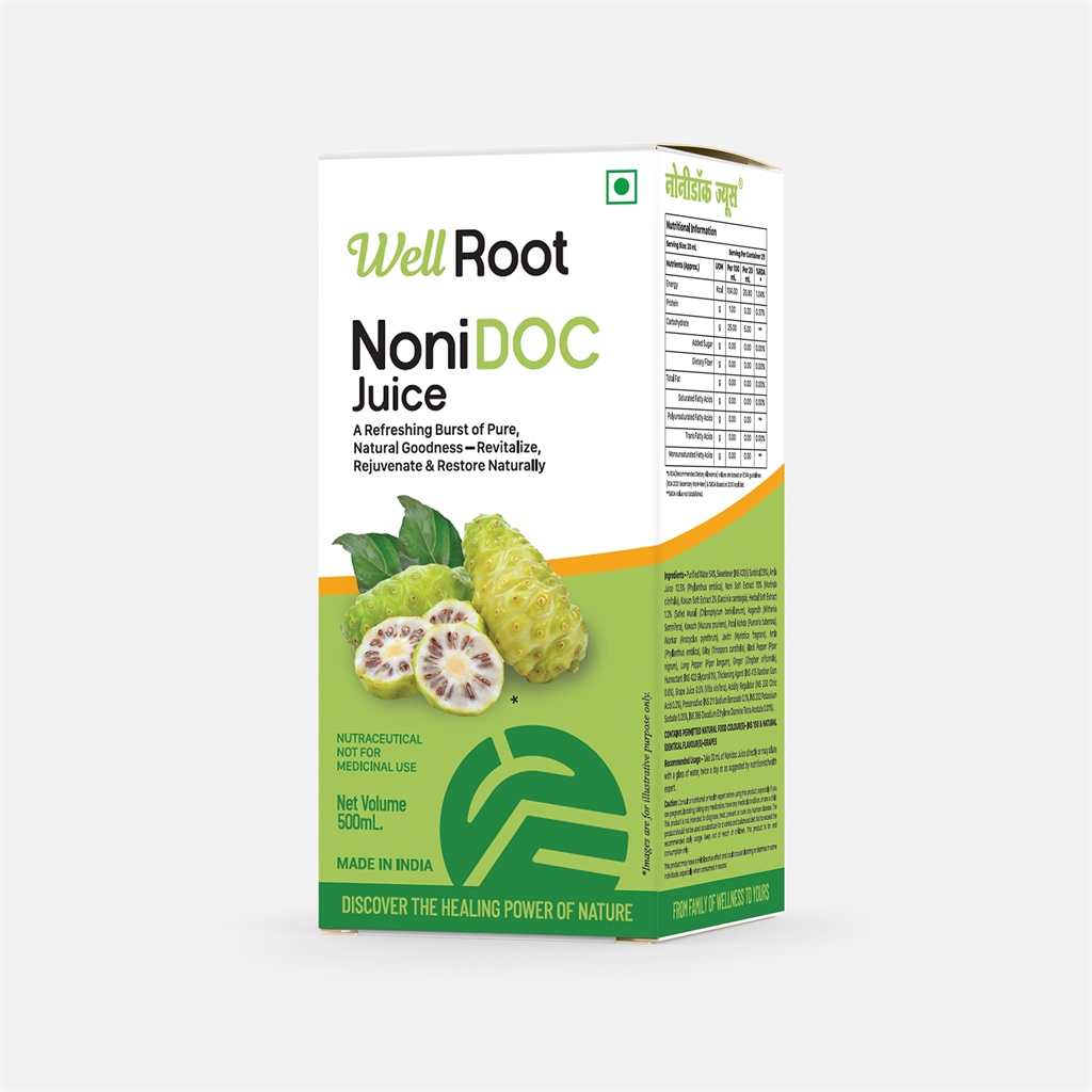 Well Root NoniDOC Juice, A Refreshing Burst of Pure, Natural Goodness-Revitalize, Rejuvenate & Restore Naturally, 500ml