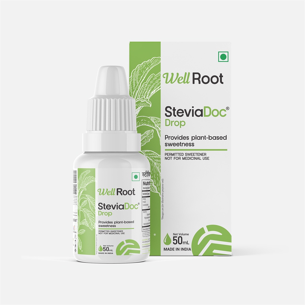 Well Root SteviaDoc Drop: Plant-Based Sweetener, Natural Sugar Substitute, Zero Calorie, Healthy Sweetener, Made in India, 50ml