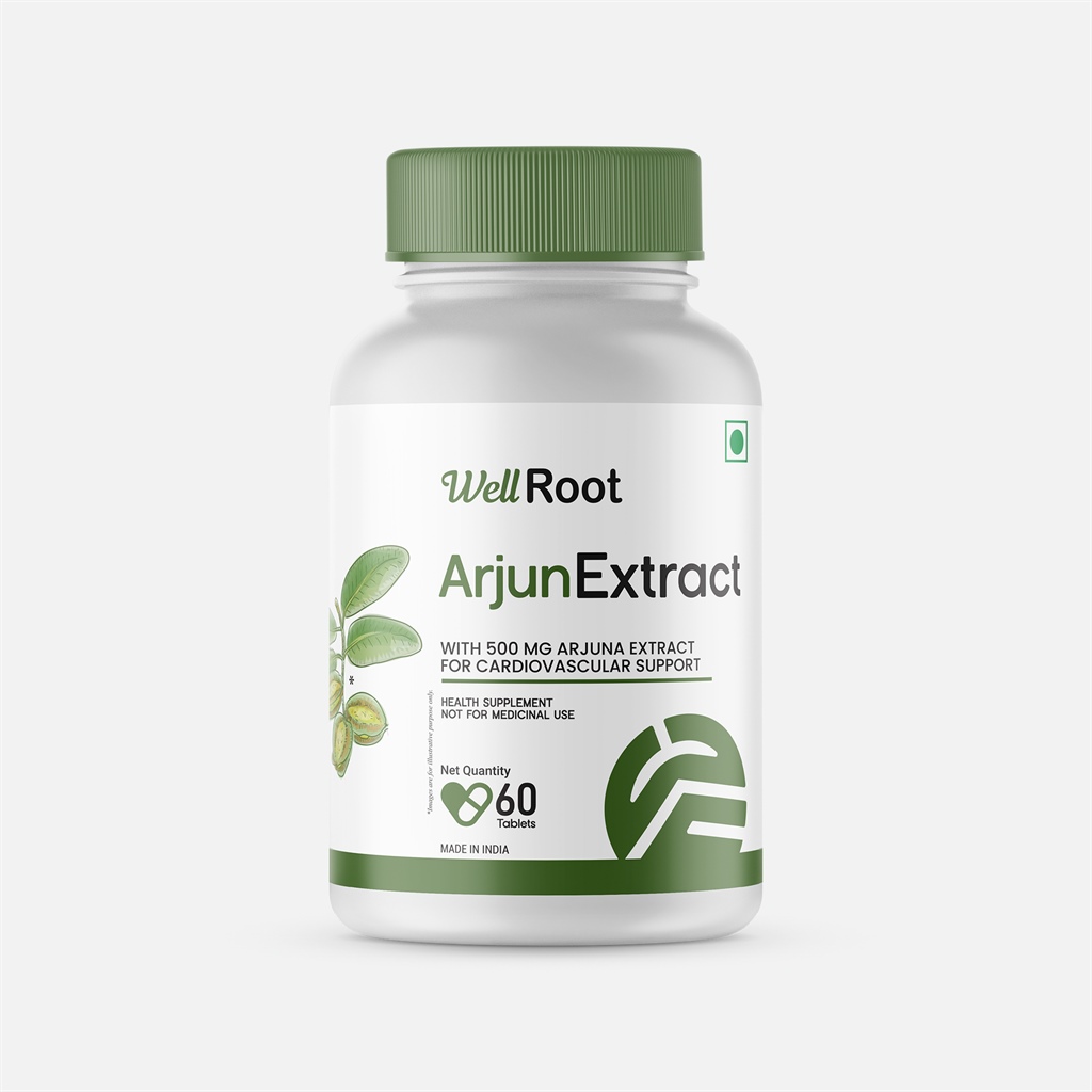 Well Root Arjun Extract with 500mg Arjuna Extract for Cardiovascular Support Health Supplement - 60 Tablets