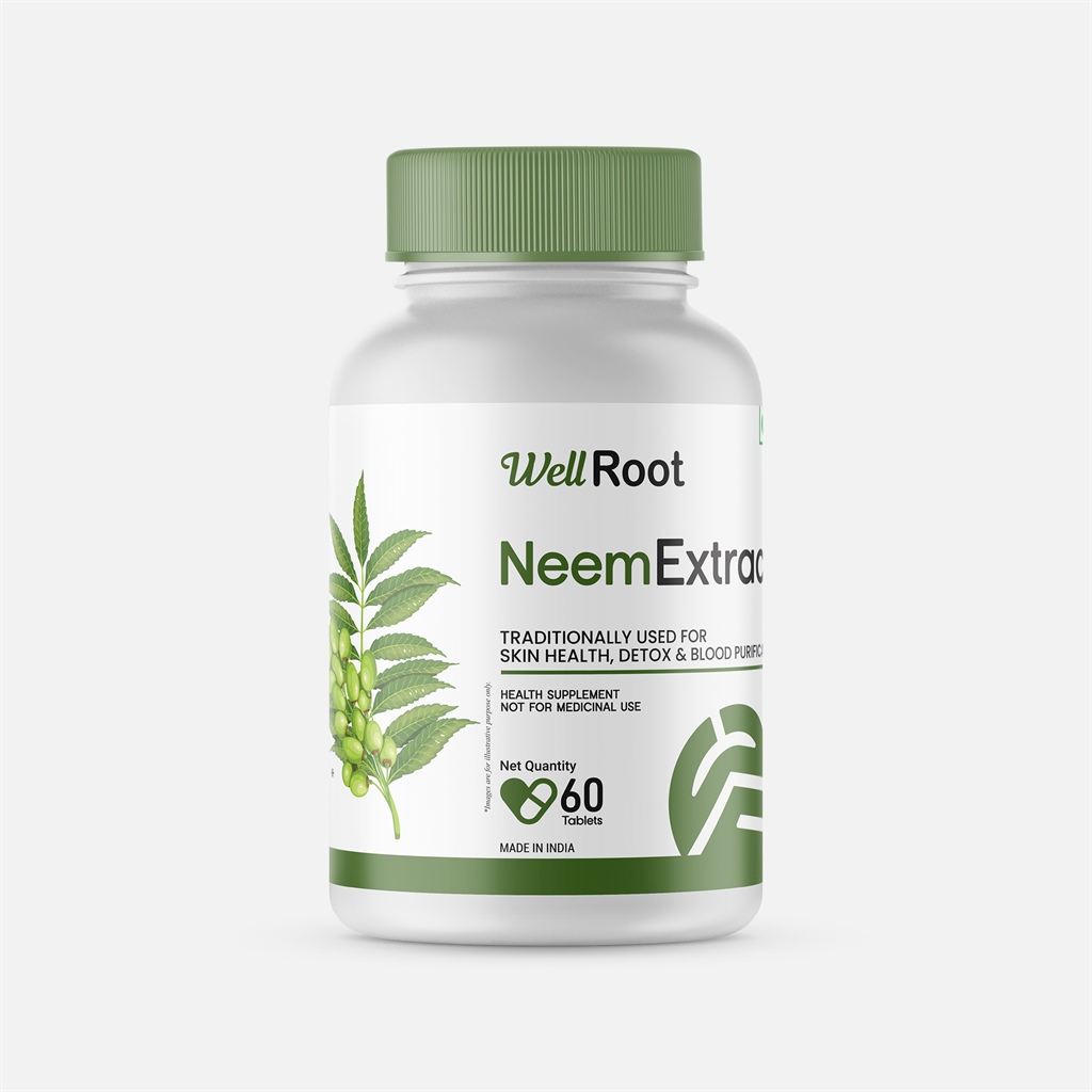 Well Root Neem Extract Traditionally Used For Skin Health, Detox & Blood Purification Health Supplement - 60 tablets