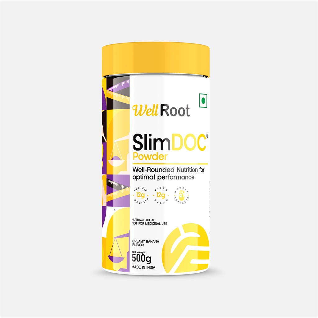 Well Root SlimDOC Powder Well-Rounded Nutrition for optimal performance Creamy Banana Flavor