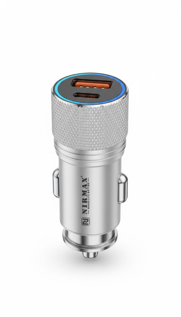 NIRMAX PD+QC3.0 65W Car Charger In-build Double Transformer Premium Product Multi-Protocol Support Charge any USB Device in the Car NM-C62