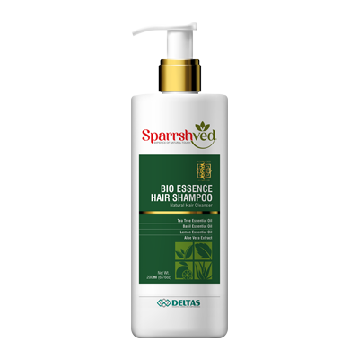 Sparrshved Bio Essence Hair Shampoo Natural Hair Cleanser with Tea Tree Essential Oil, Basil Essential Oil, Lemon Essential Oil, Aloe Vera Extract