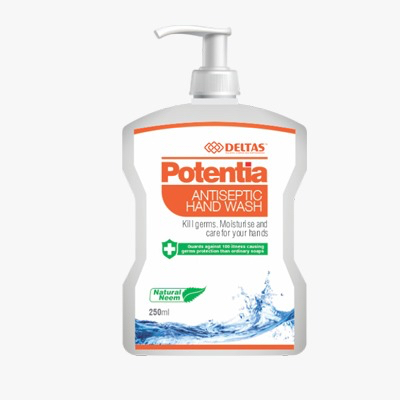 DELTAS Potentia Antiseptic Hand Wash Kill Germs Moisturise and Care for Your Hands enriched with Natural Neem - 250ml
