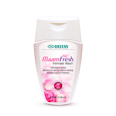 Deltas MaamFresh Intimate Wash - 100% Natural Actives, Maintains pH, Balance Cleansing, Long-term Freshness, 100ml