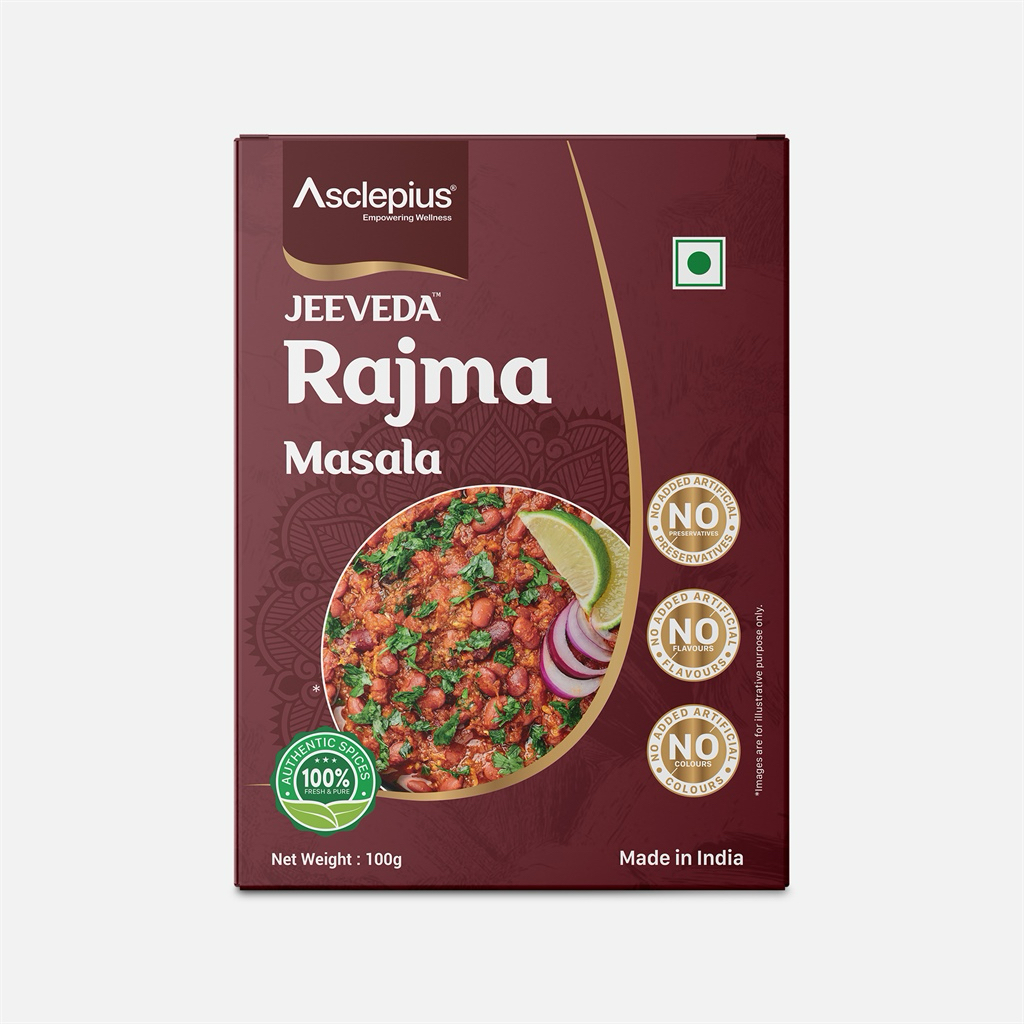 Asclepius Jeeveda Rajma Masala 100G|Authentic Blend of Spices|No Artificial Colors, Flavors or Preservatives|Made in India