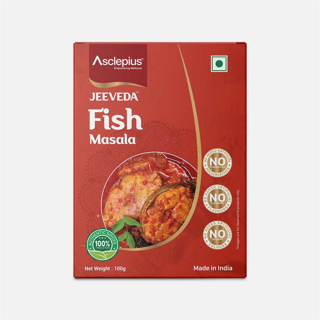 Asclepius Jeeveda Fish Masala - 100% Fresh and Pure Authentic Spices, No Artificial Preservatives, Flavours or Colours