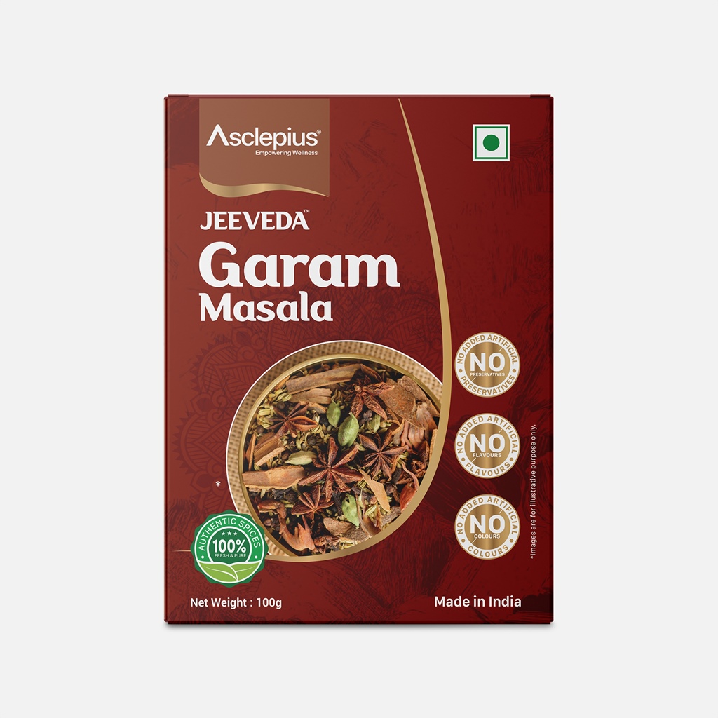 Asclepius Jeeveda Garam Masala 100G - Authentic Spices, No Artificial Preservatives, Flavors, or Colors, Made in India, Empowering Wellness
