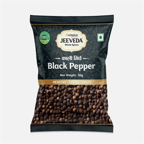Asclepius Jeeveda Black Pepper Whole Spices | Healthy, Fresh & Tasty Black Pepper (kali mirch) - 50g