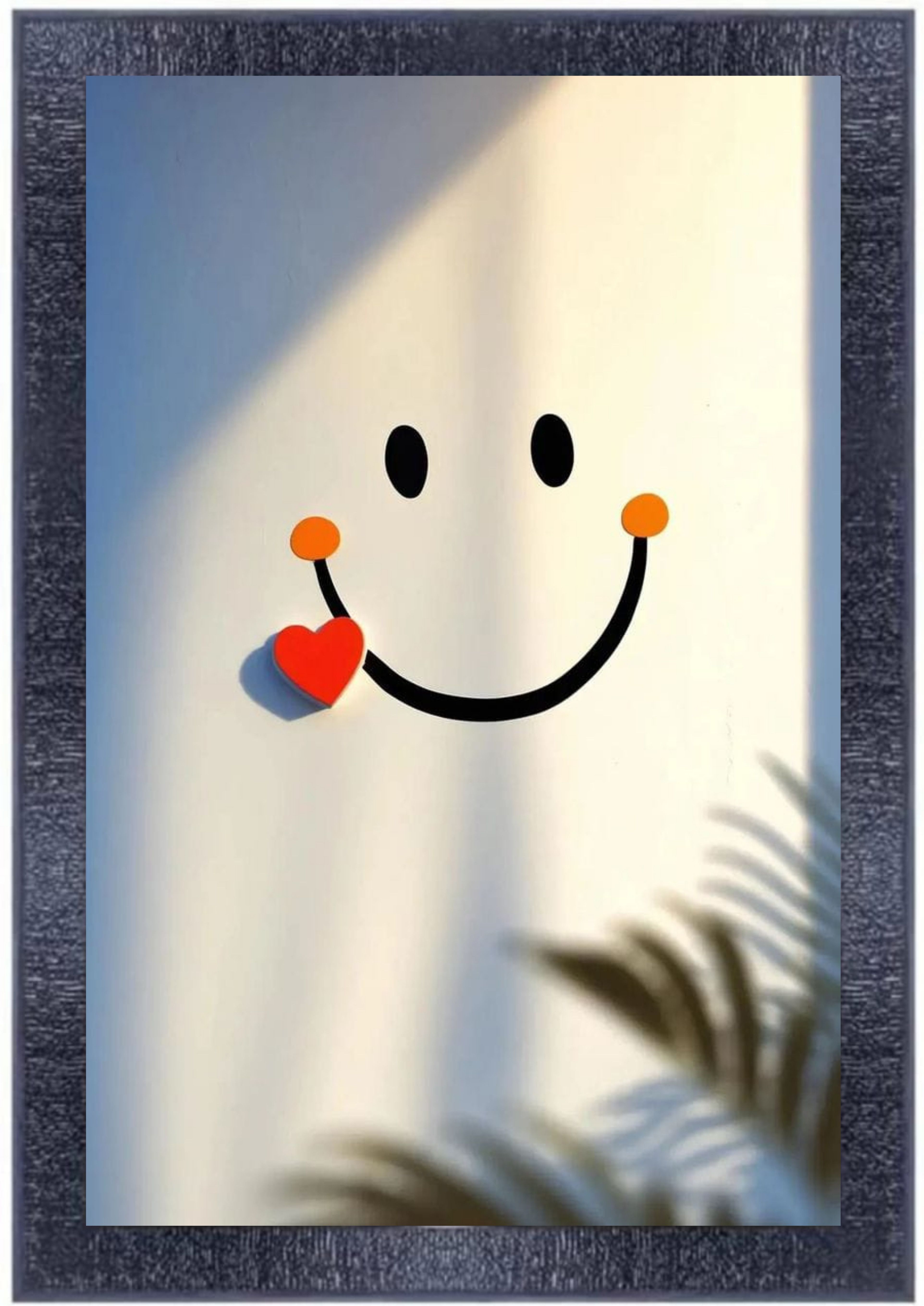 Generic Framed Wall Art - Smiling Face with Heart Decor - Modern Style Home Decoration