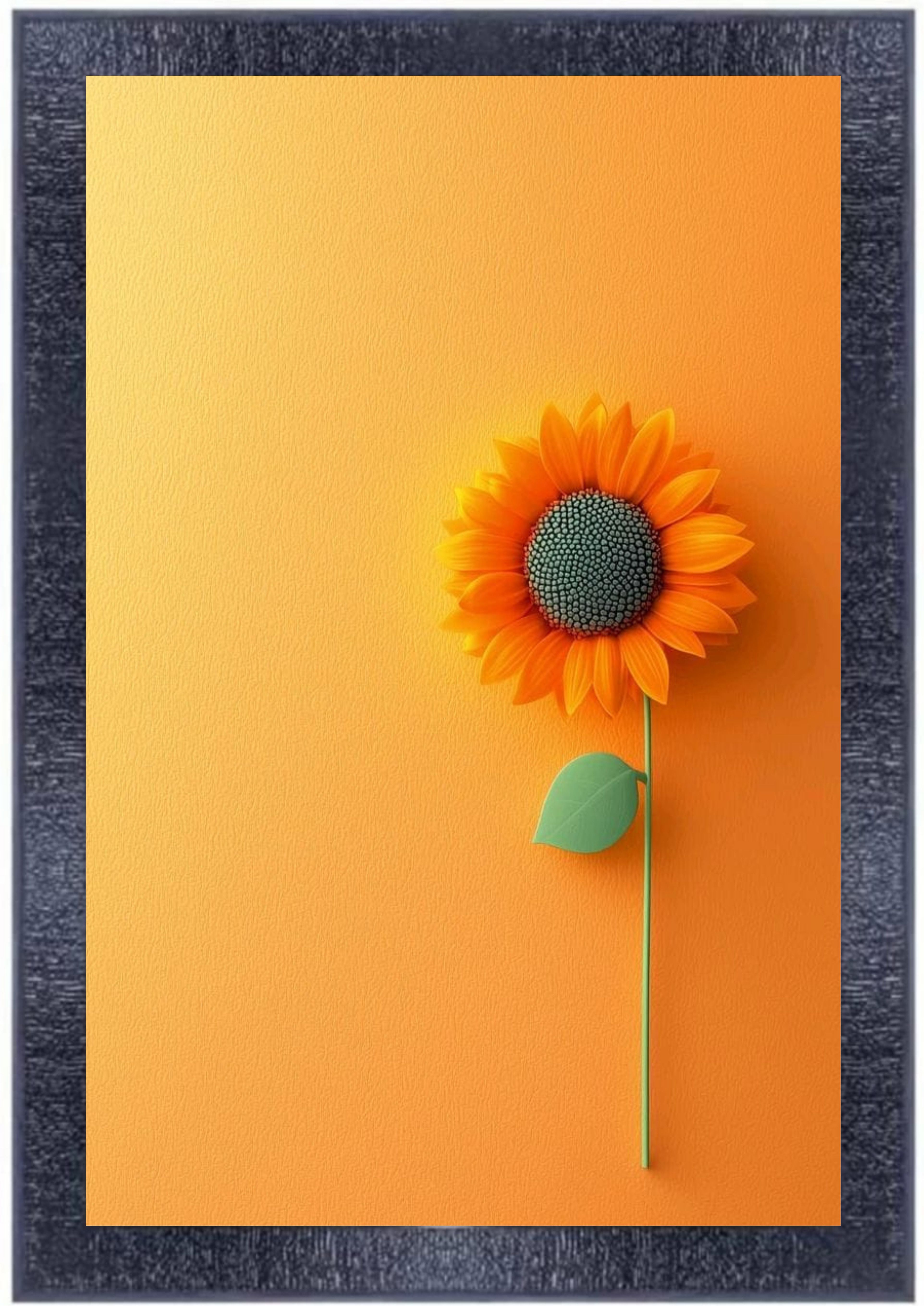 Artistic Canvas Sunflower Print Modern Wall Art, Framed Floral Decor, Orange Background