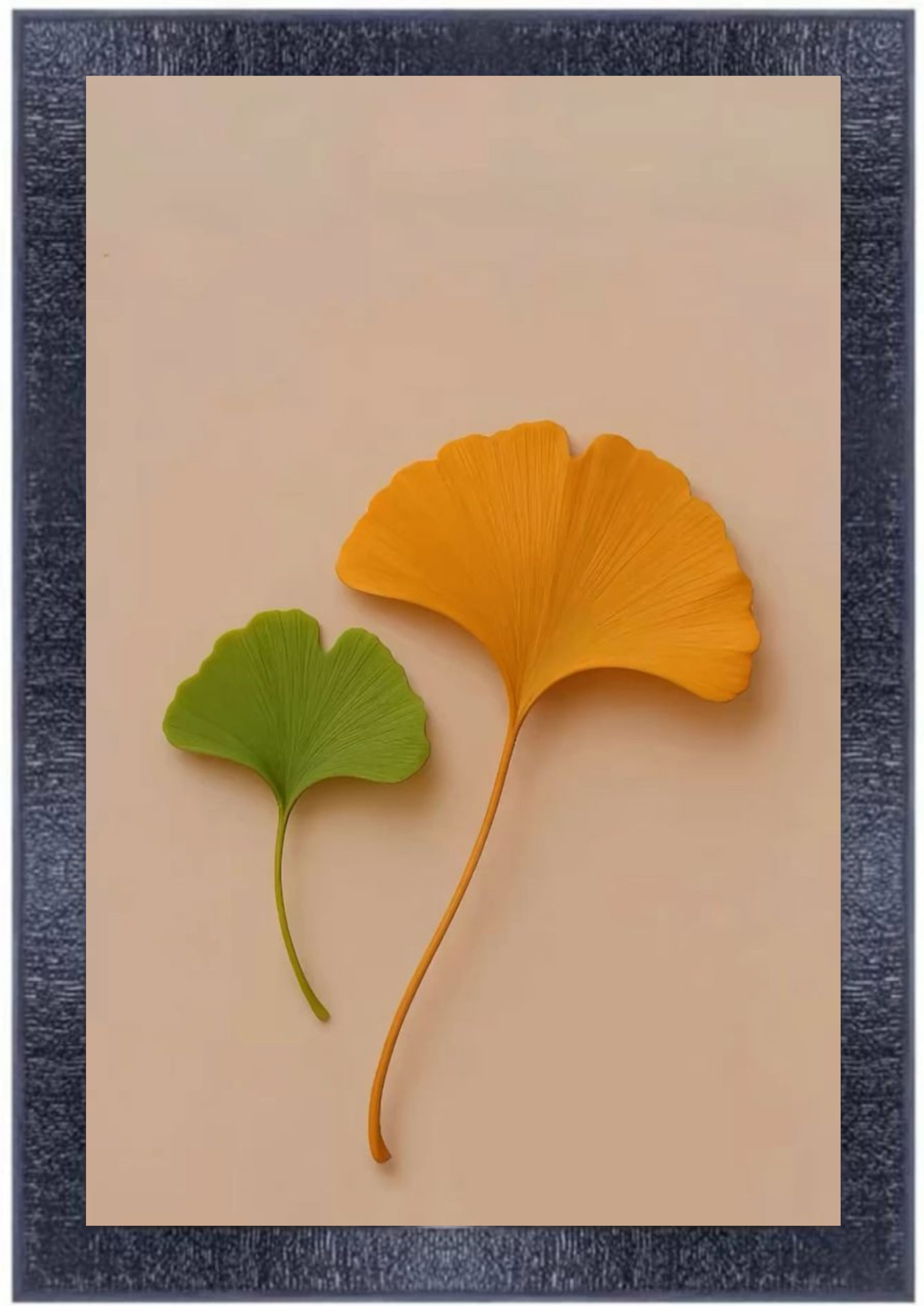 Framed Ginkgo Leaves Art Print, Botanical Wall Decor for Living Room, Bedroom, Office