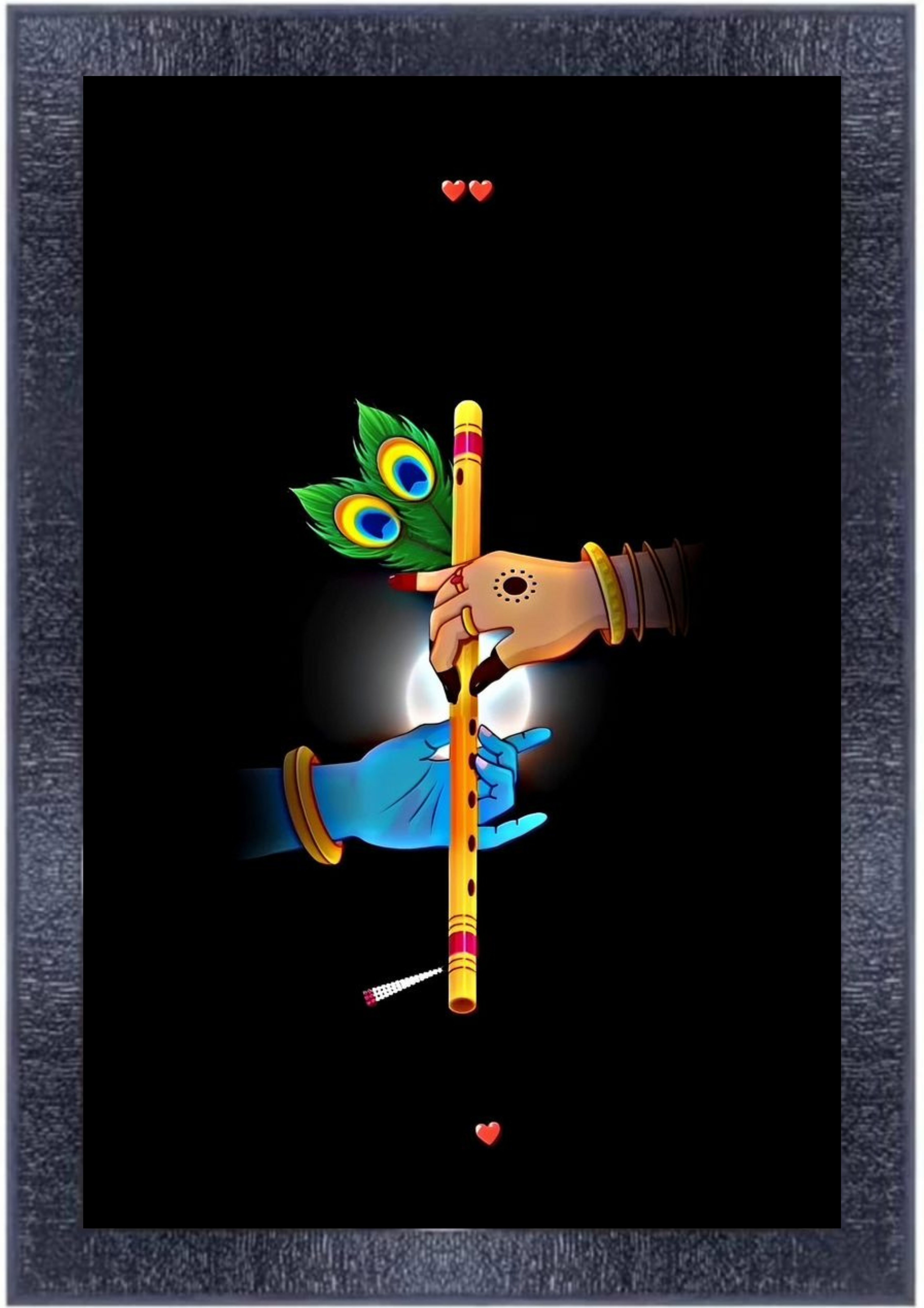  Krishna Holding Flute Framed Wall Decor Art Painting for Living Room, Bedroom, Office, and Home Decoration