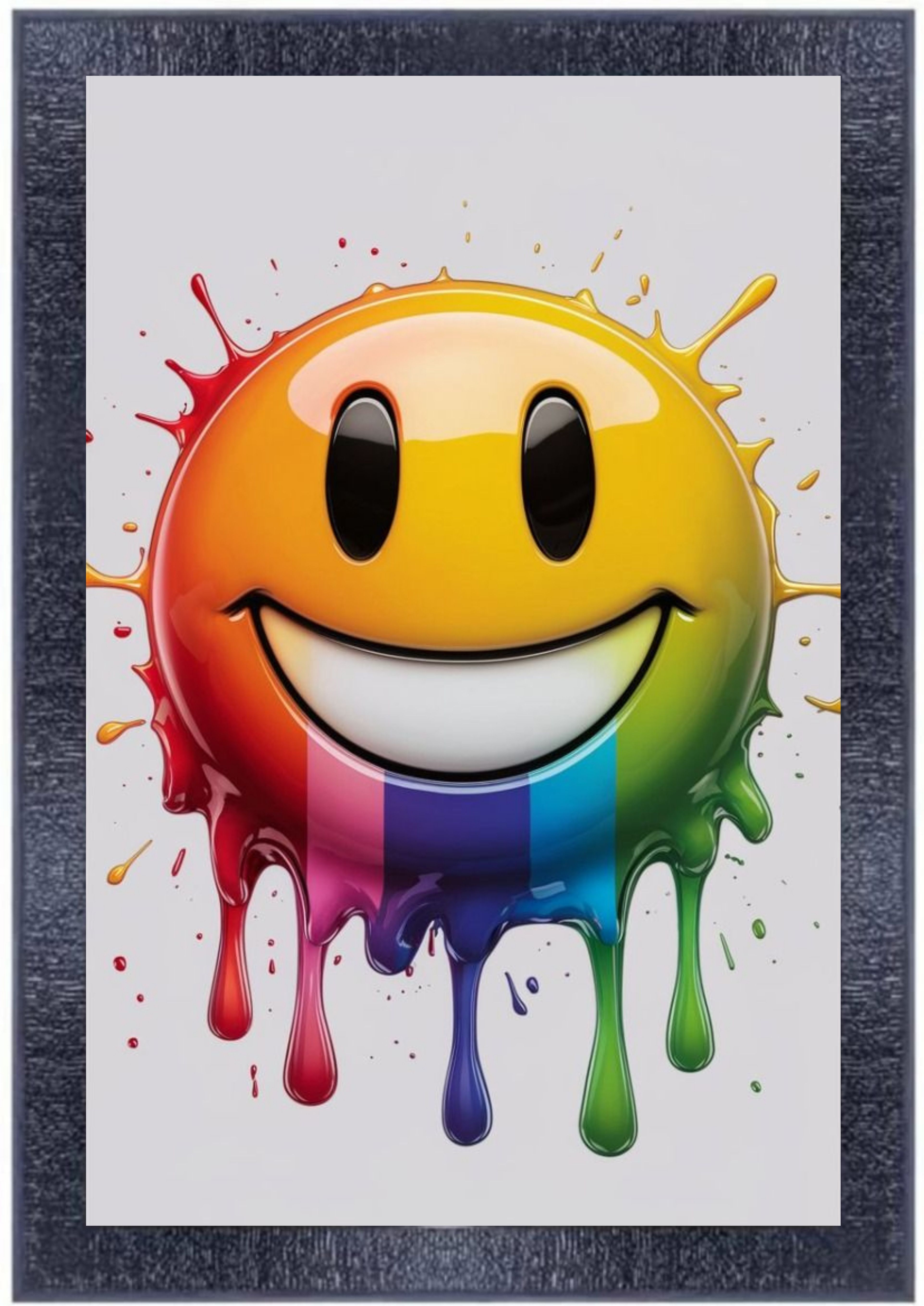  Rainbow Dripping Smiley Face Framed Art Print