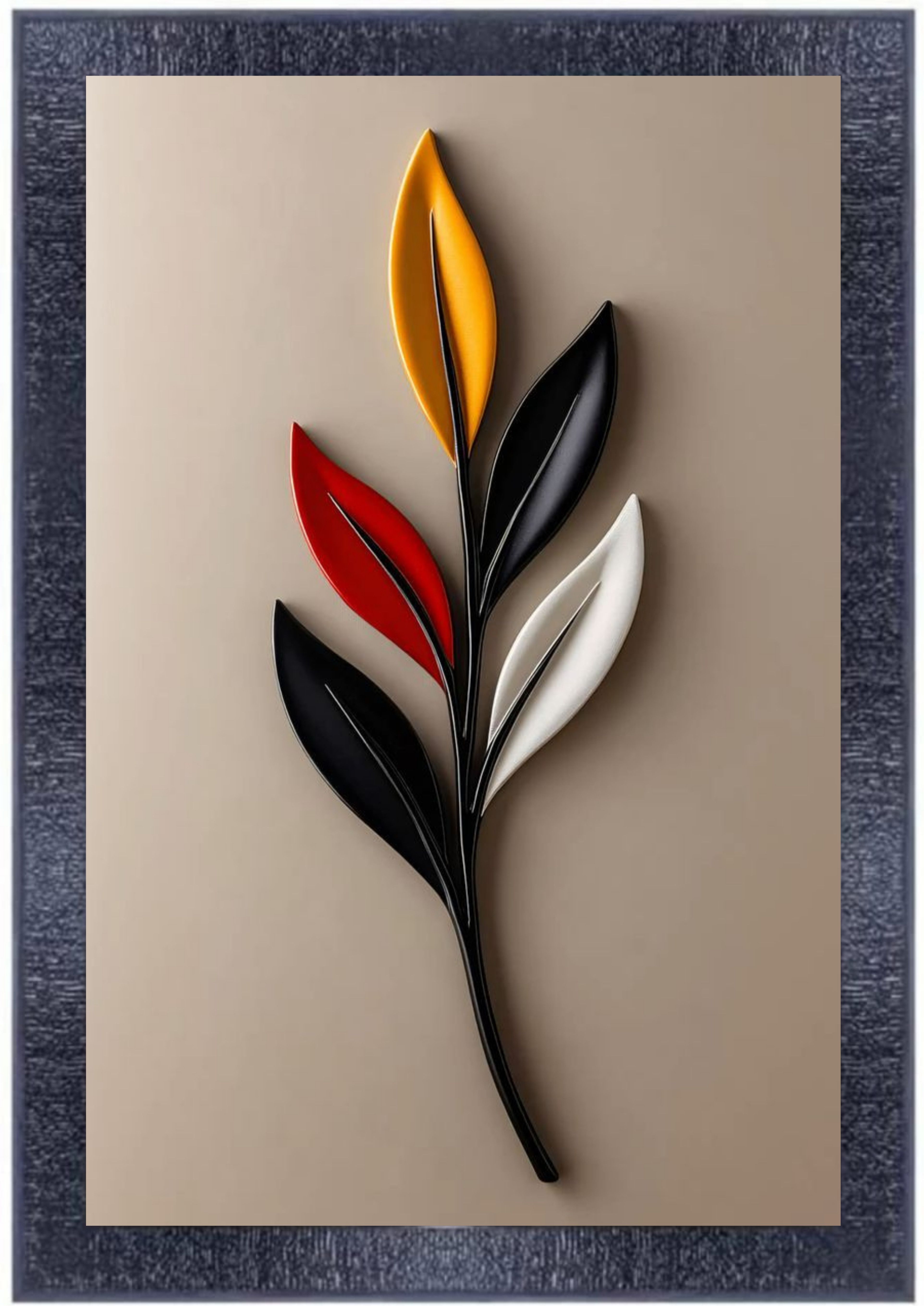  Framed Leaf Wall Art, Colorful Metal Leaves Artwork Sculpture, 3D Modern Decor Hanging for Living Room Bedroom Office