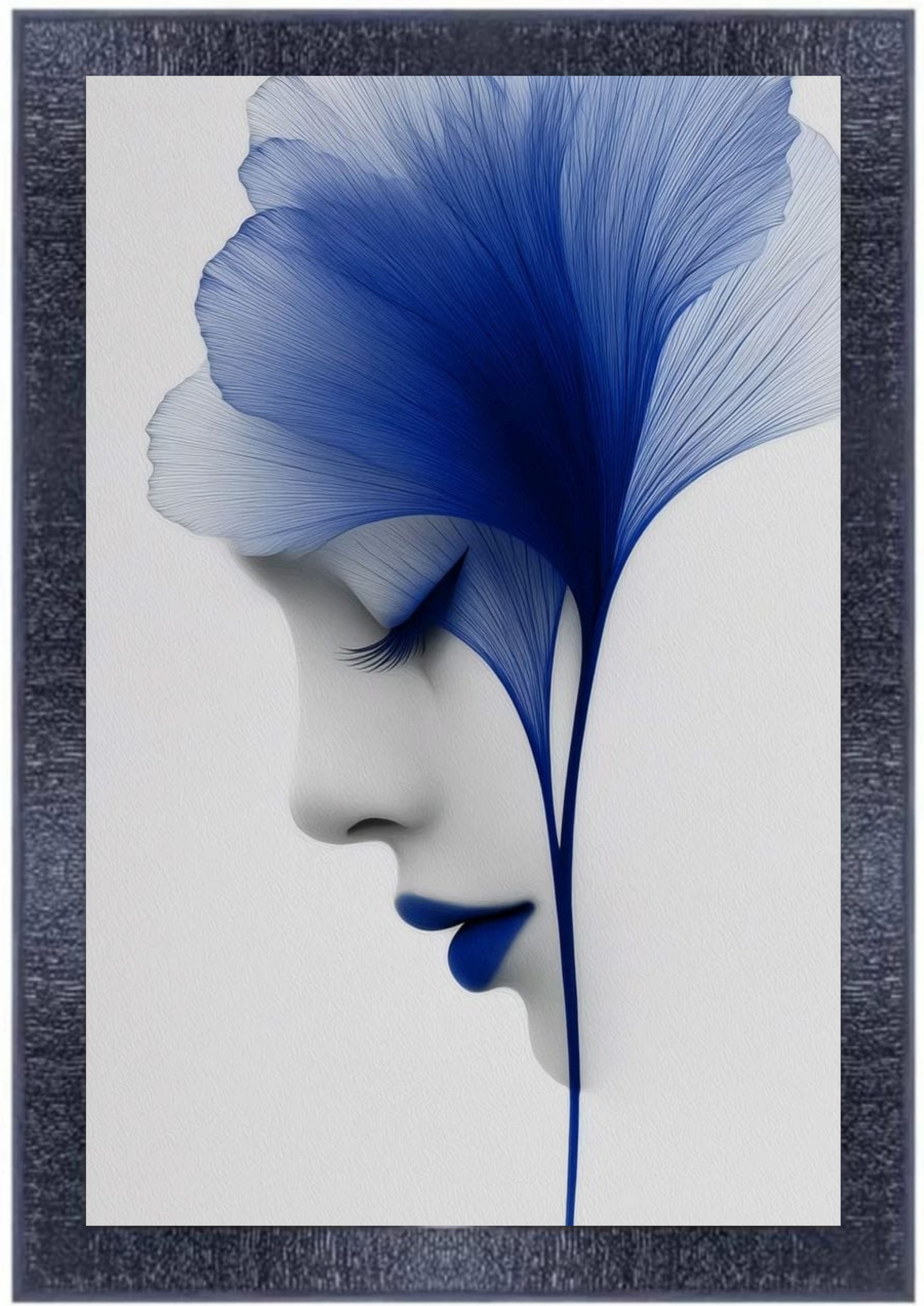  Framed Wall Art - Abstract Blue Flower Woman