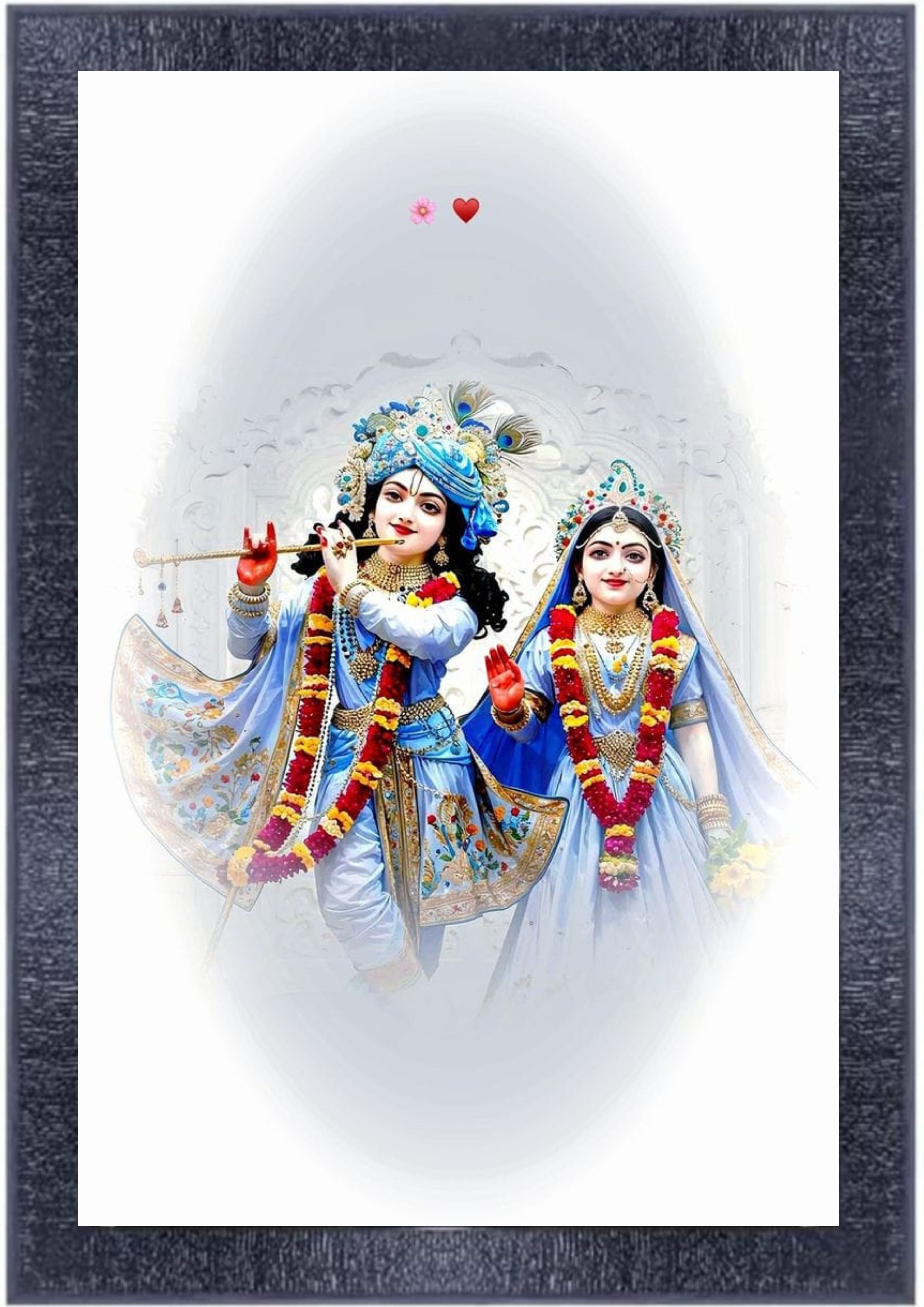  Radha Krishna Framed Wall Art Print for Home Decor, Divine Love, Spiritual Art